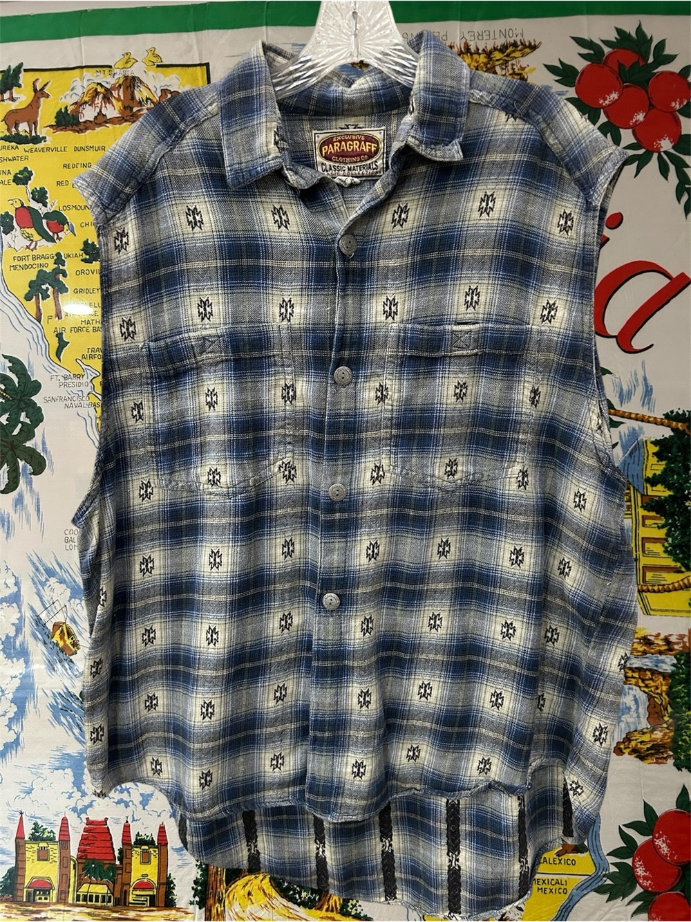 Blue Plaid Short-Sleeve Button-Up Shirt